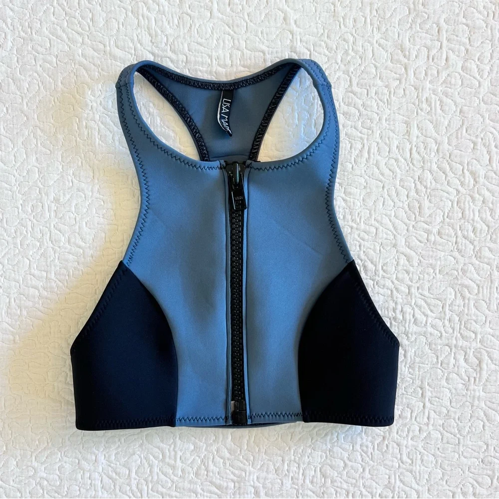 Lisa Marie Bikini top Black & Navy Neoprene